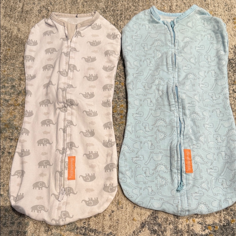 SwaddleMe Gray Elephant and Blue Dinosaur Sleep Sacks